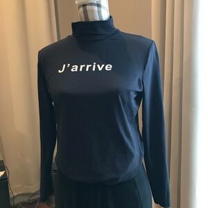 Navy J'arrive Turtleneck Top
